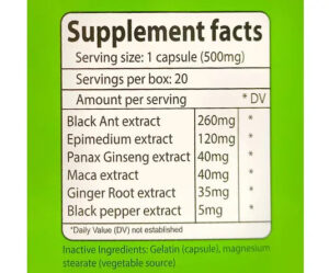 Black ant kapsule sastav